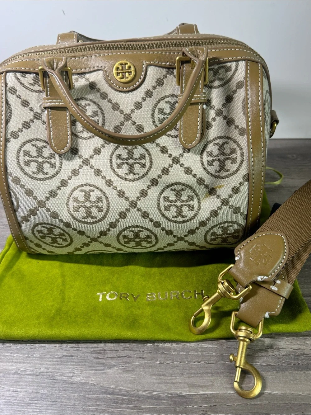 Tory Burch T Mini Jacquard Monogram Hazel Bag with detachable strap $658 READ